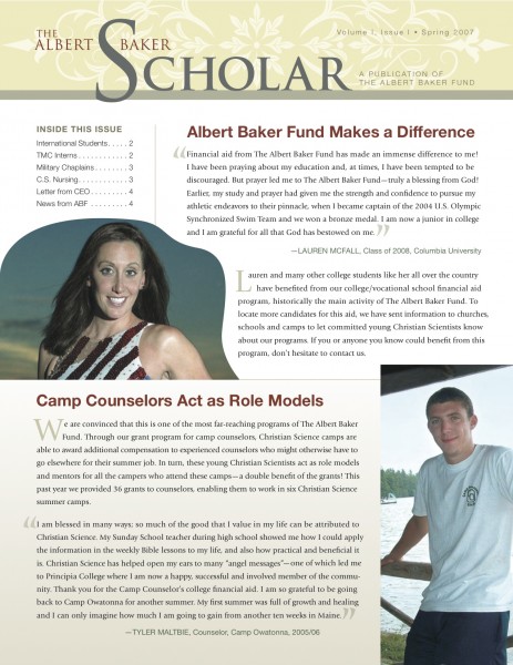 The Albert Baker Scholar Newsletter - Spring 2007
