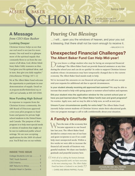 The Albert Baker Scholar - Spring 2009 Newsletter