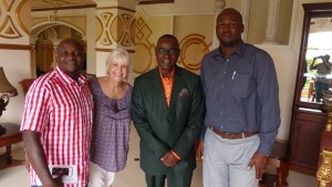 Our programd director, Marilyn Jones, with our Africa staff (Lamech Katamba, far left, and Jean Leonard Ngabo, far right) and Emmanuel M'fundani, ABF In-Country Representative for the Congo.