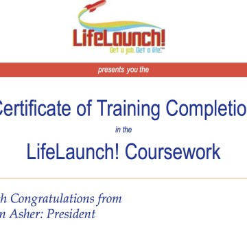 Lifelaunch! Certificate Of Completion